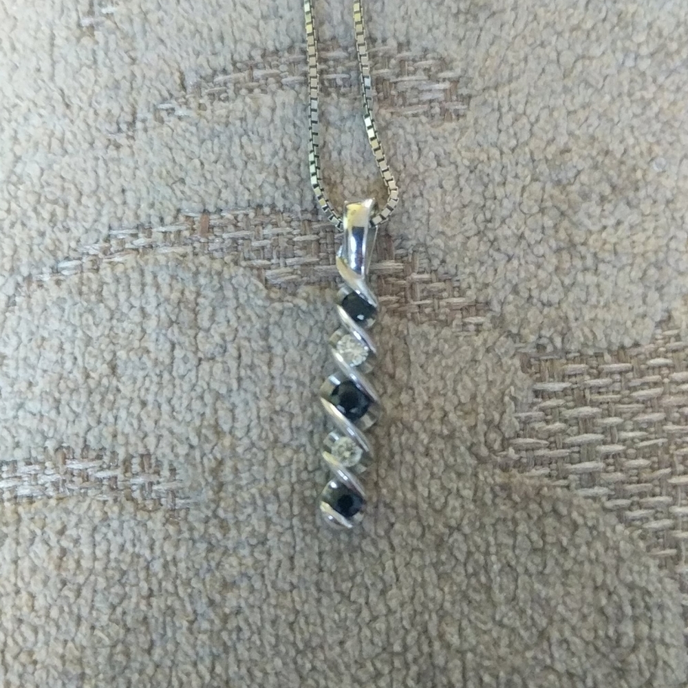 Diamond and Sapphire Silver necklace